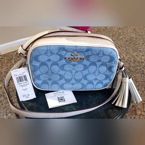 NWT COACH Mini Jaime camara Signature Leather /light Denim /chalk